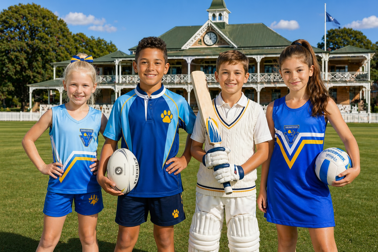 Kids with white rugby ball